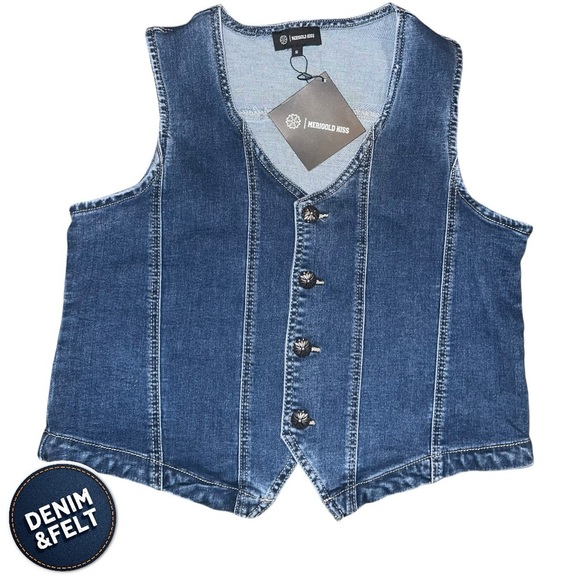 Marigold Kiss Women’s Country Western Iridescent Bronco Denim Vest | NEW/NWT!!🐴🤠 - Picture 6 of 15